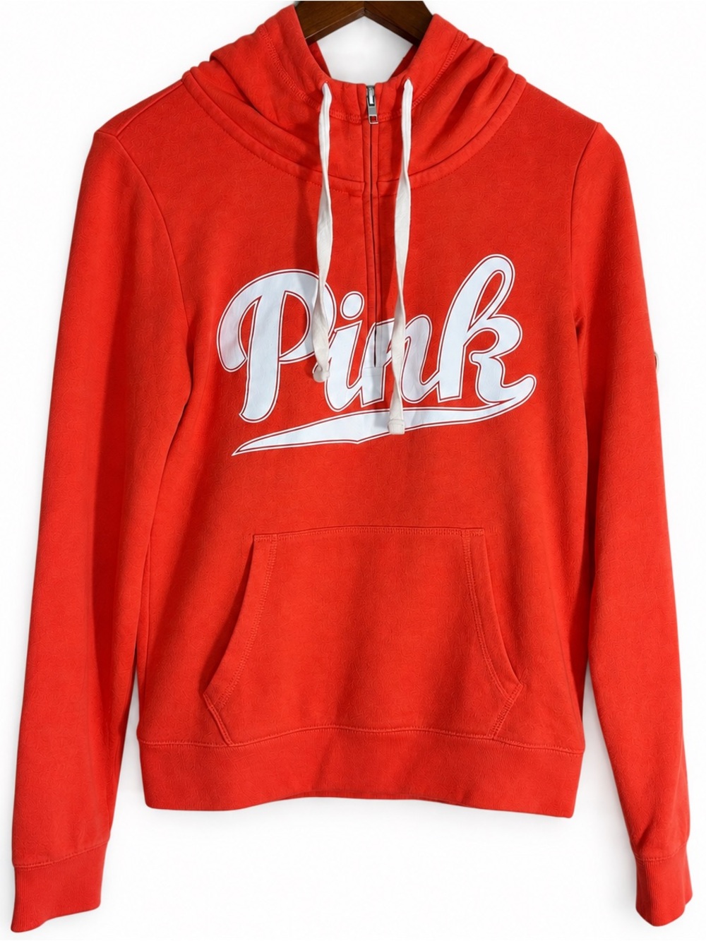 Victoria’s Secret PINK Coral Red Half-Zip Hoodie Small/Petite